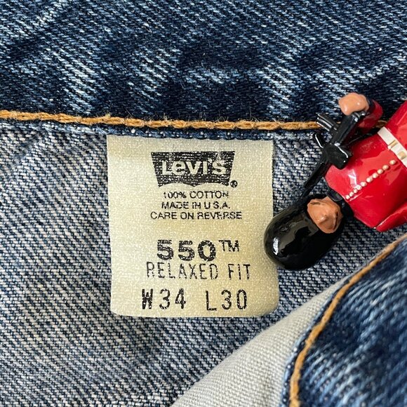 34x30 AMAZING Vintage 2001 Levi's 550 Jeans Made in USA! 100% cotton - Picture 2 of 12